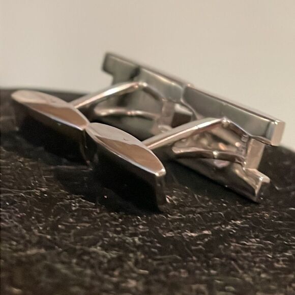 Vintage-1930s-1” x 1” engravable rectangular polished stainless steel cuff links - Picture 9 of 15